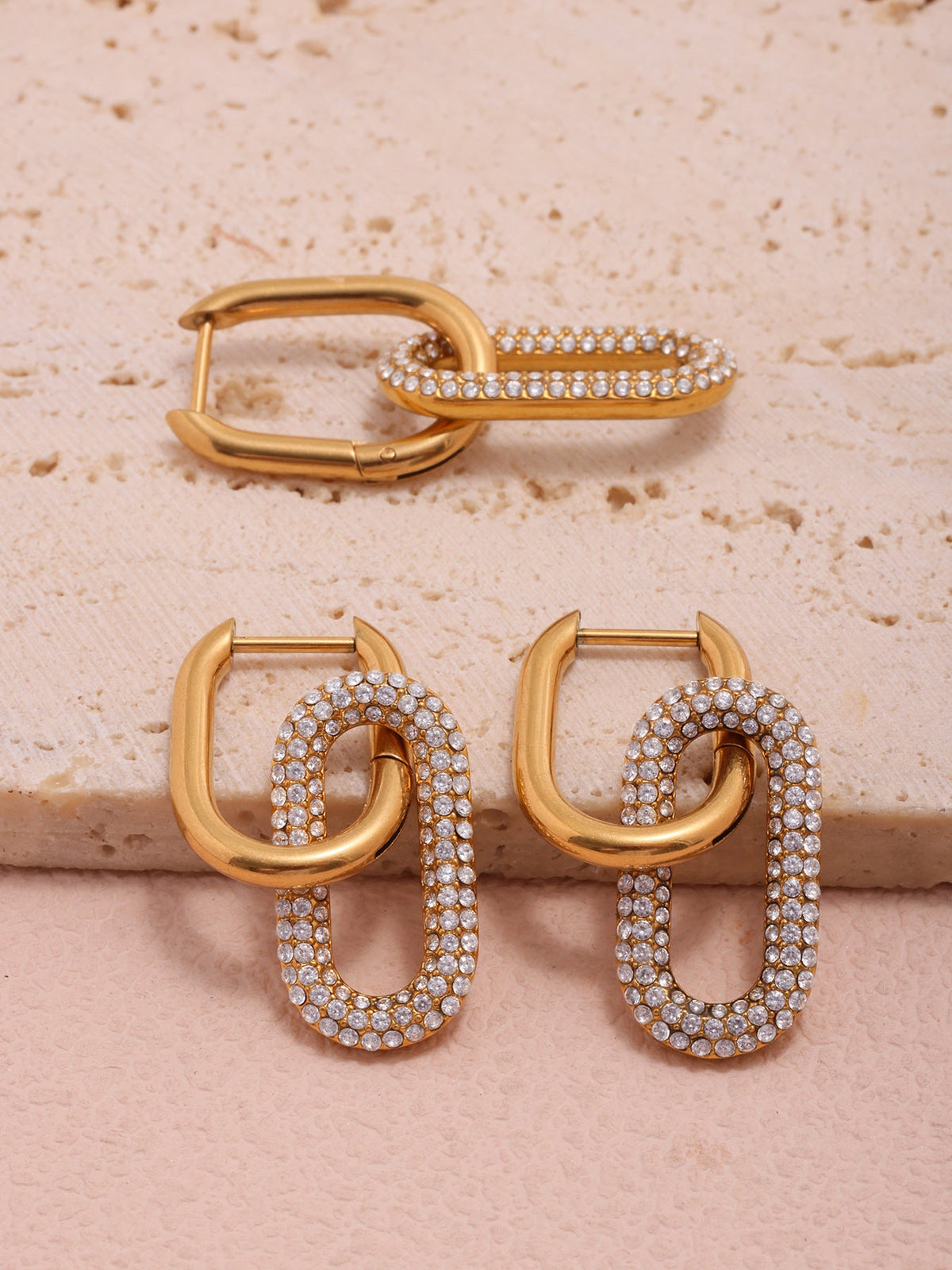 Paved Paperclip Hoop Earrings - Moonix