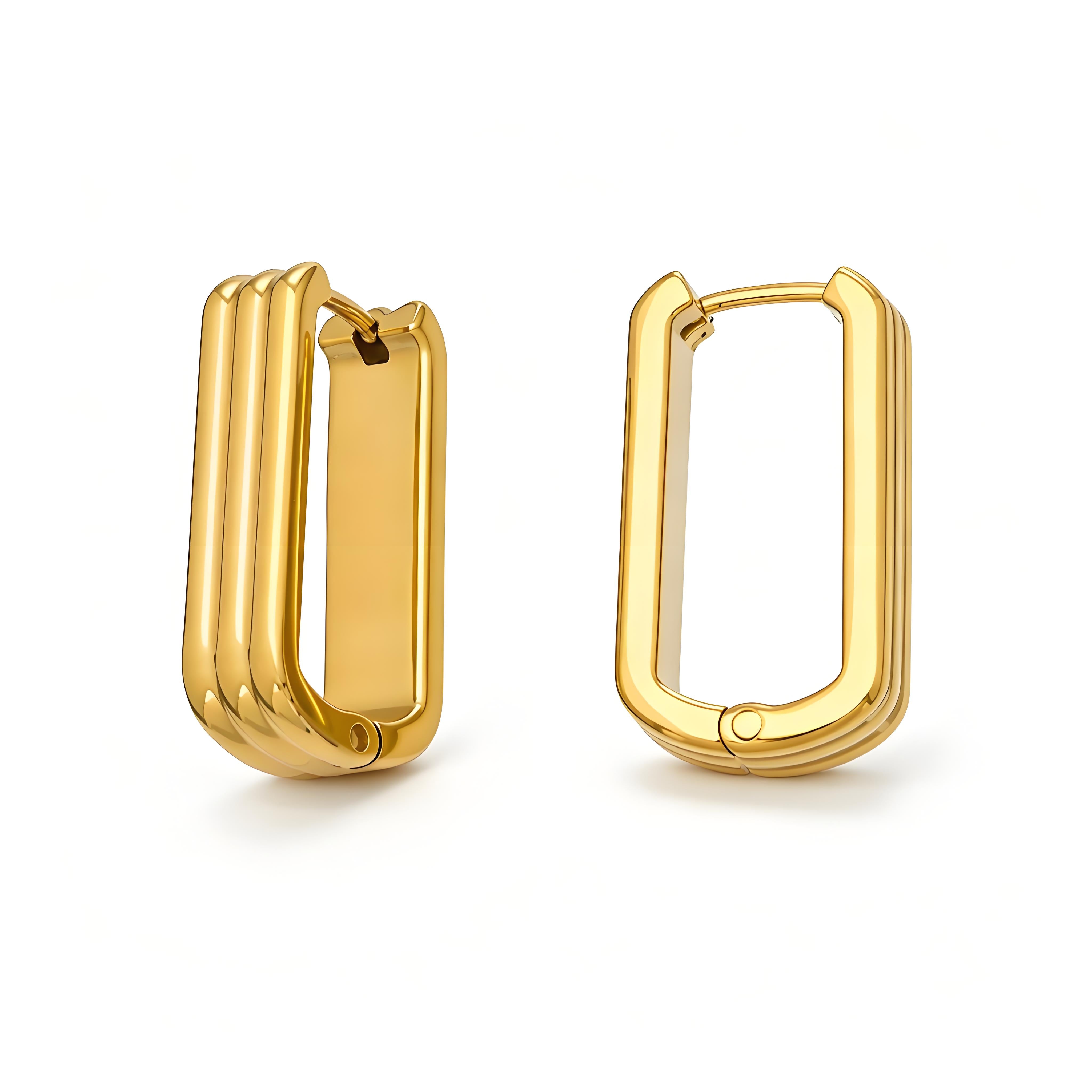 Ribbon Tier Rectangle Hoop Earrings - Moonix