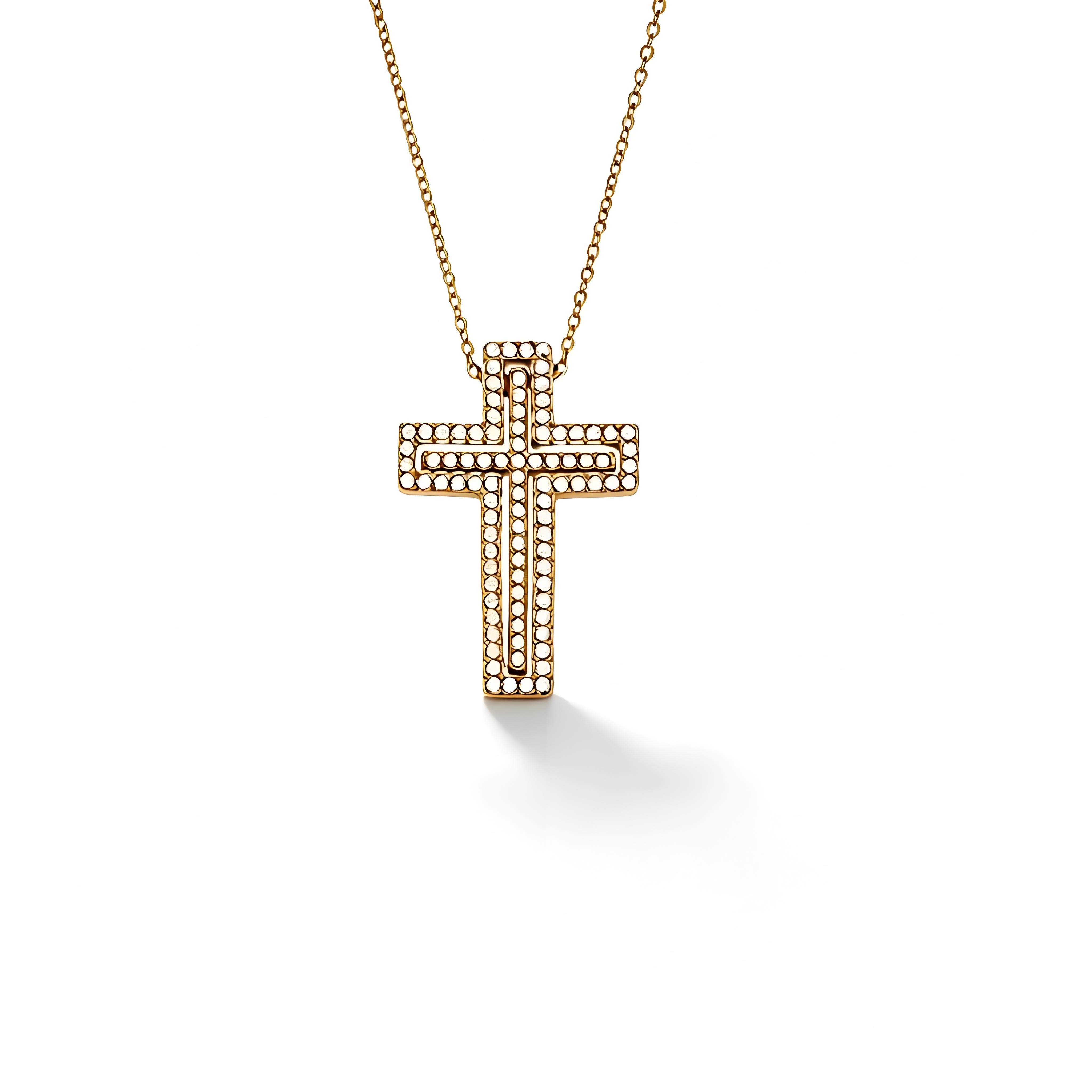 Y-Layer Tiny Cross Bead Lariat Necklace - Moonix