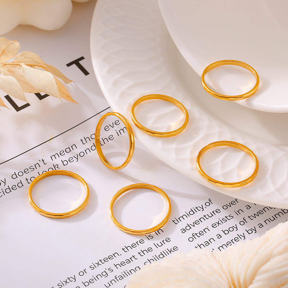 Slim Hammered Band Ring - Moonix