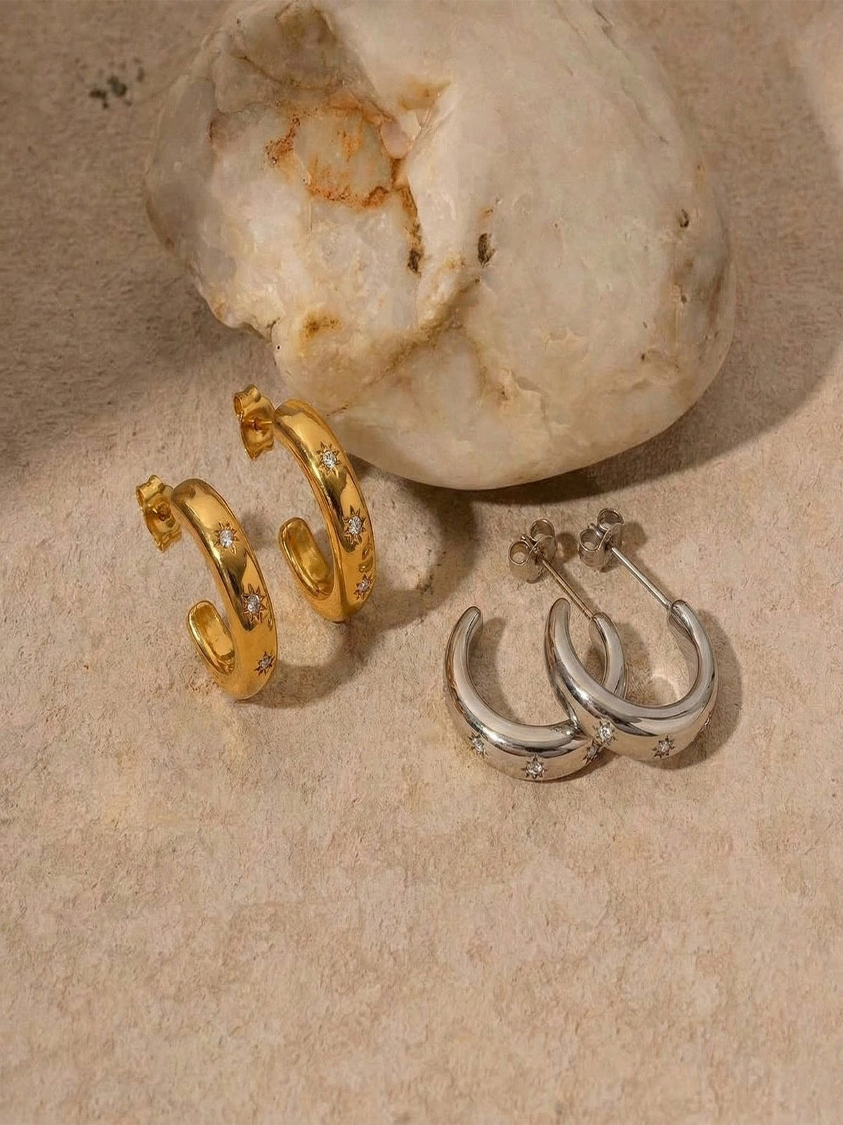 Star Zircon C-Shaped Earring - Moonix