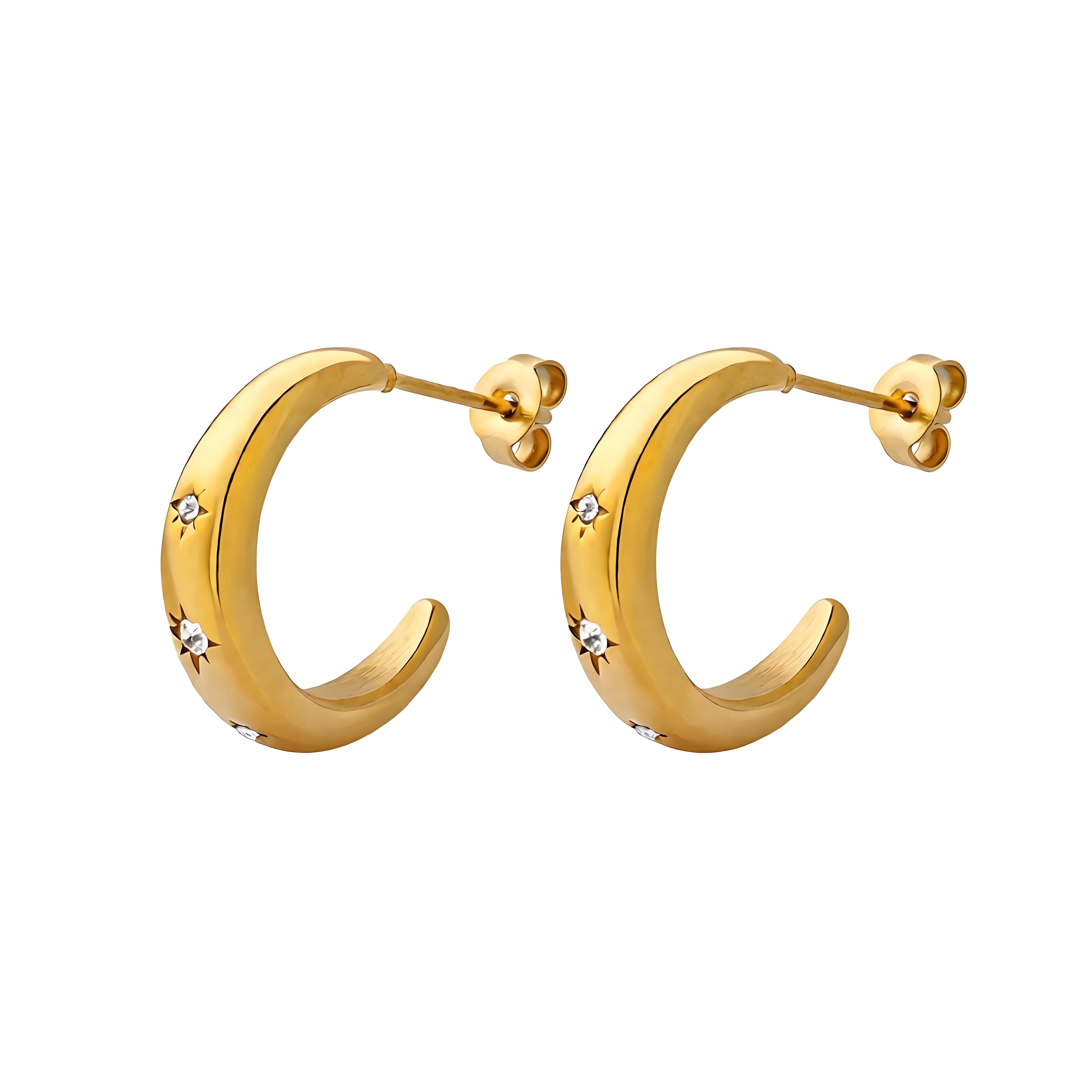 Star Zircon C-Shaped Earring - Moonix