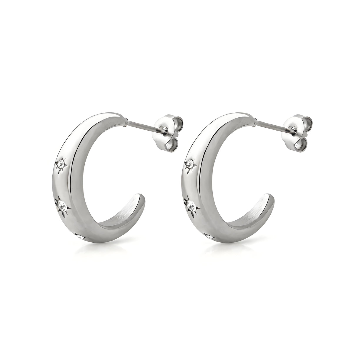 Star Zircon C-Shaped Earring - Moonix