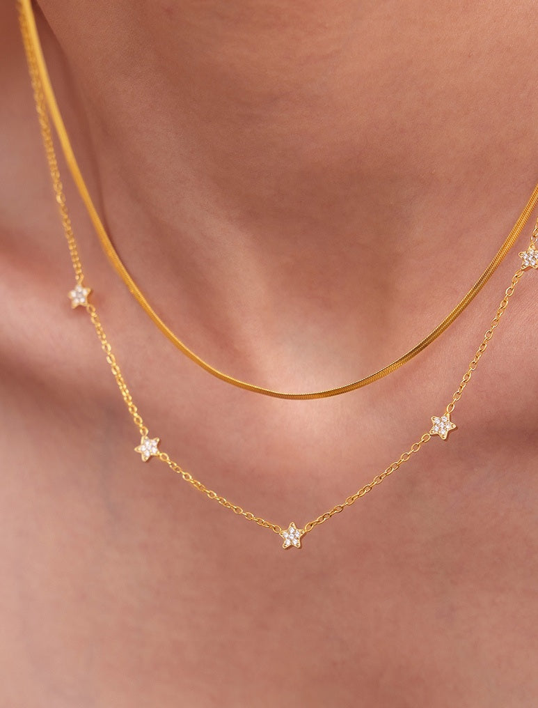 Star Zircon Station Necklace - Moonix