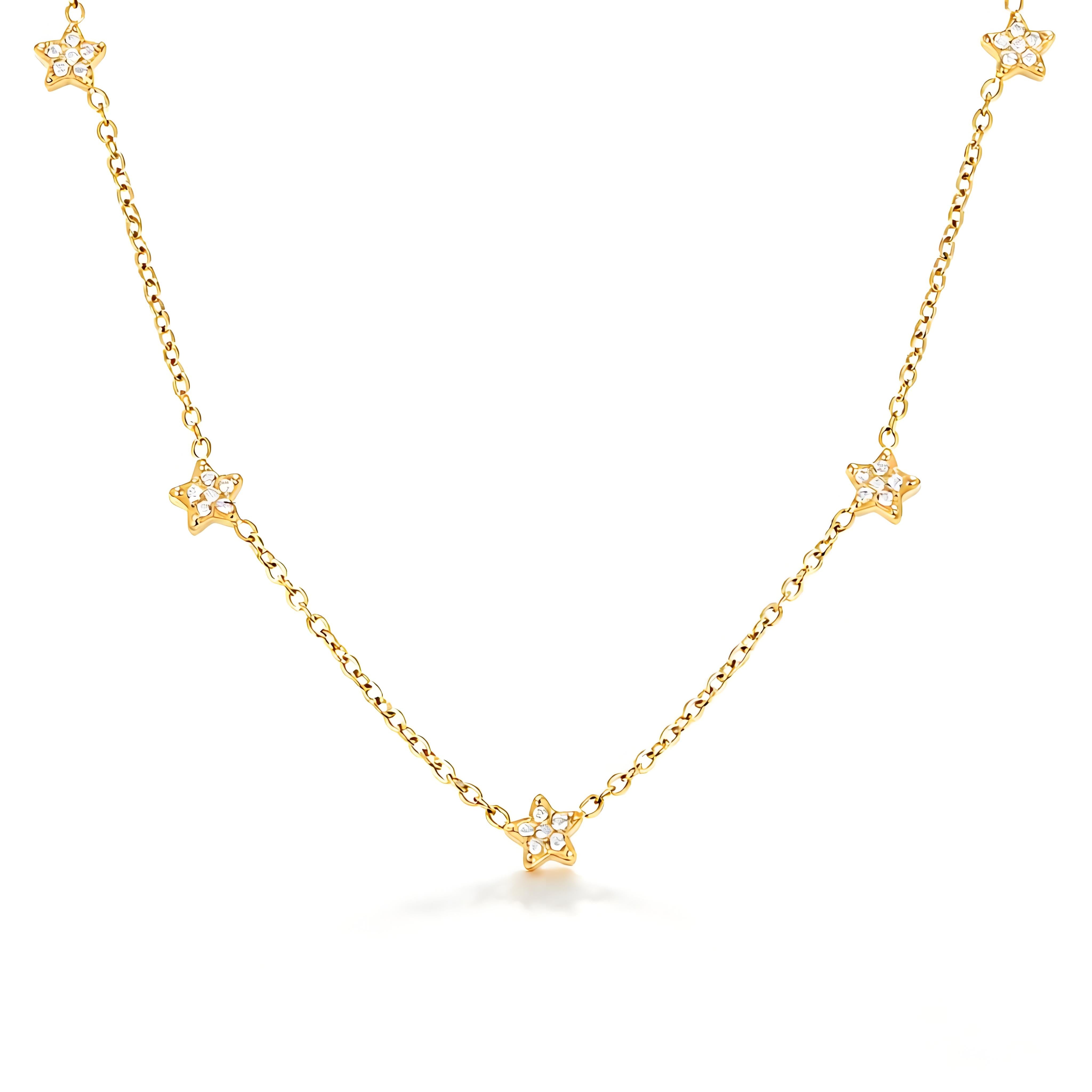 Star Zircon Station Necklace - Moonix