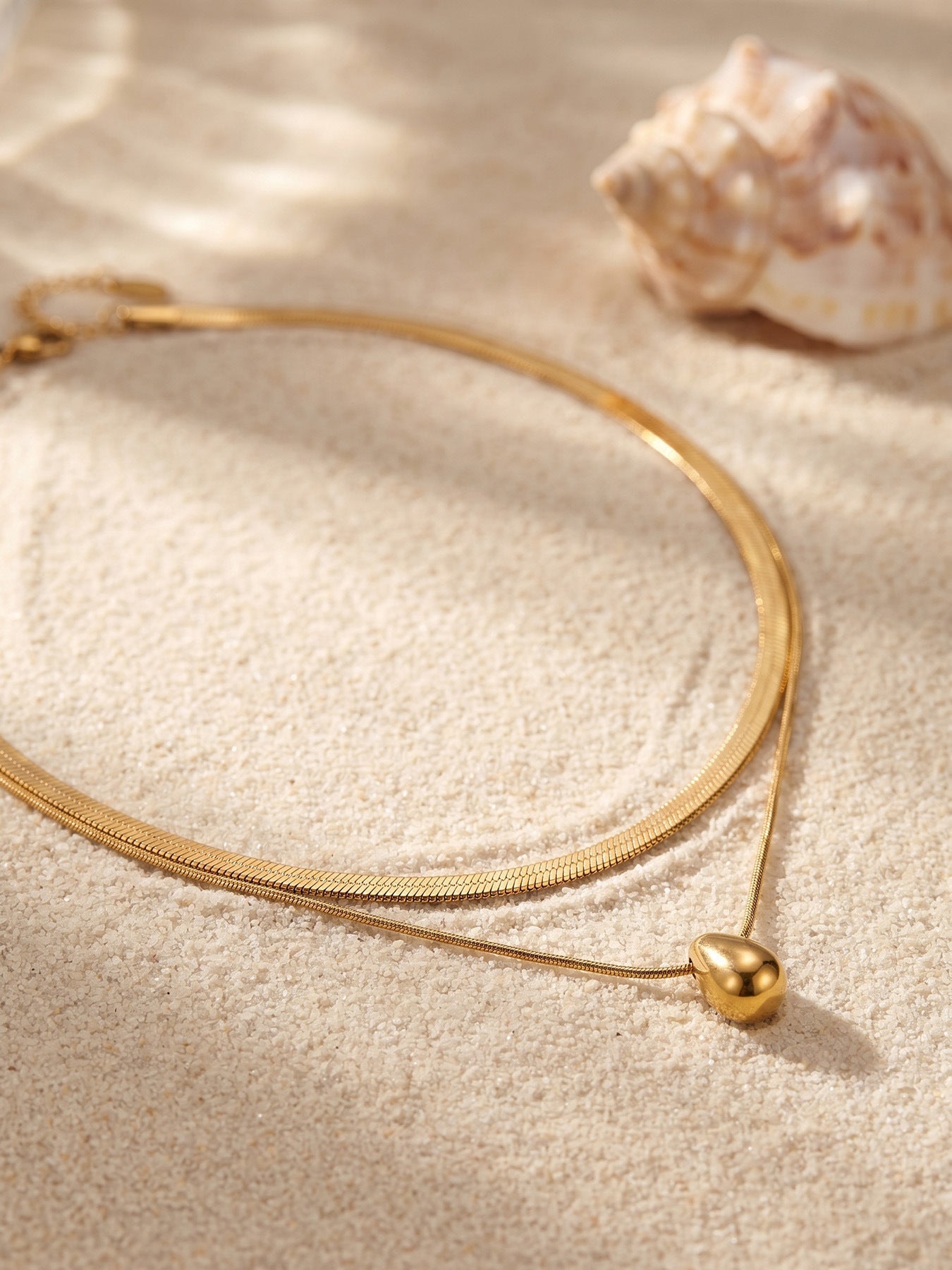 Teardrop Double Snake Chain Necklace - Moonix