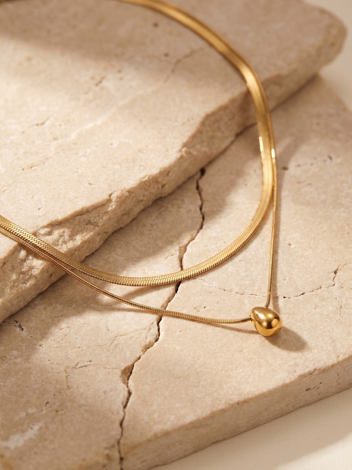 Teardrop Double Snake Chain Necklace - Moonix