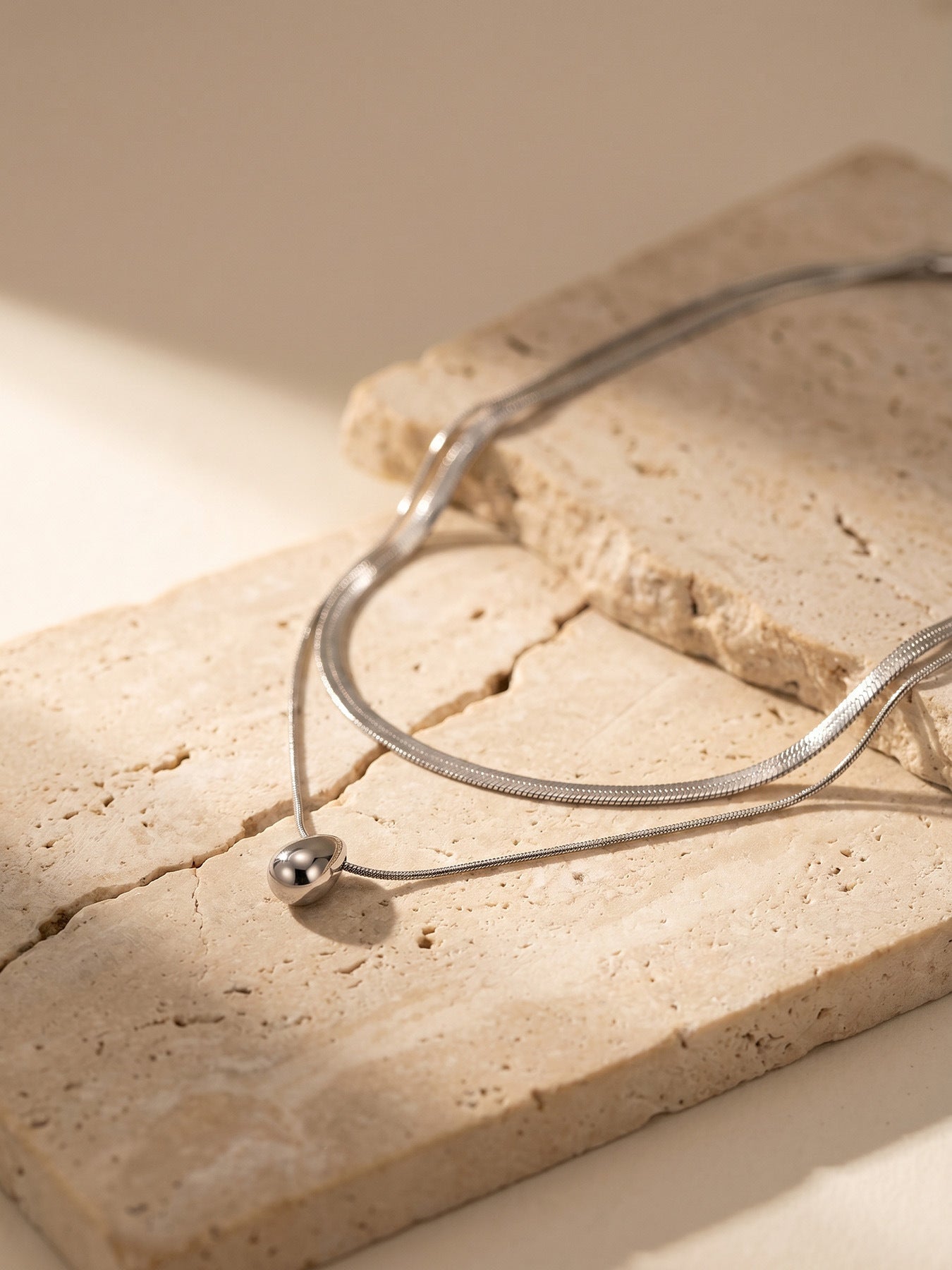 Teardrop Double Snake Chain Necklace - Moonix