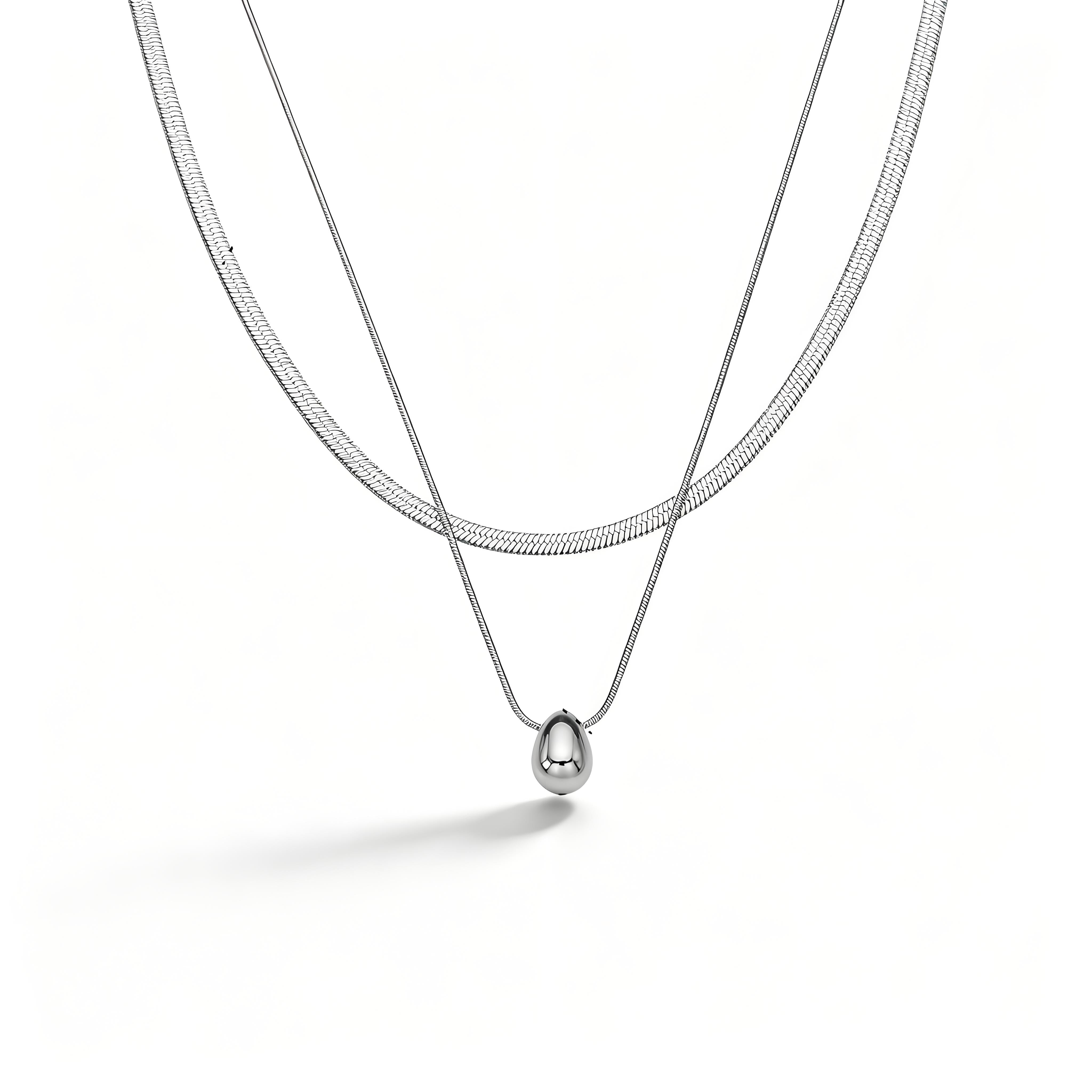 Teardrop Double Snake Chain Necklace - Moonix