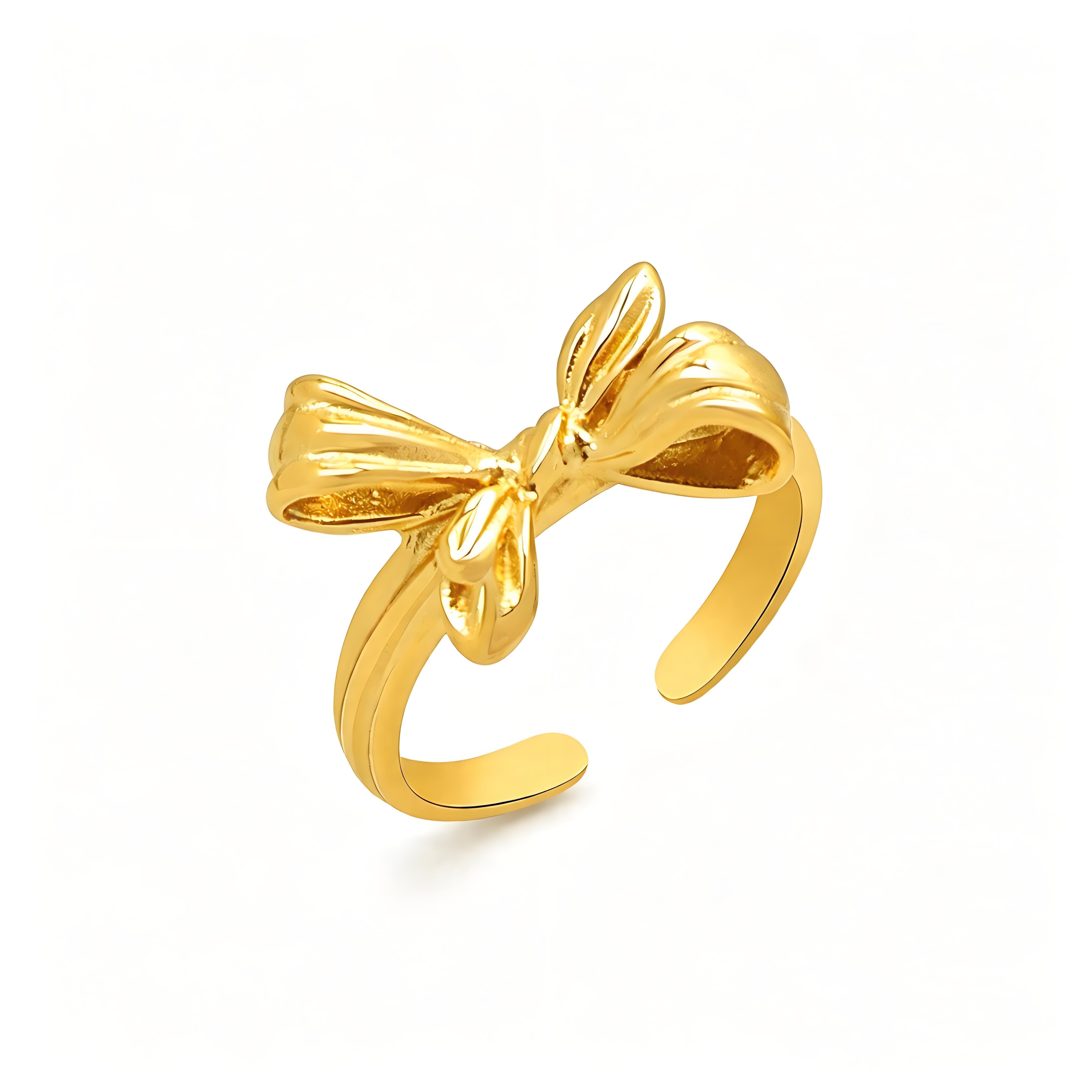 Vintage Bow Open Cuff Ring - Moonix