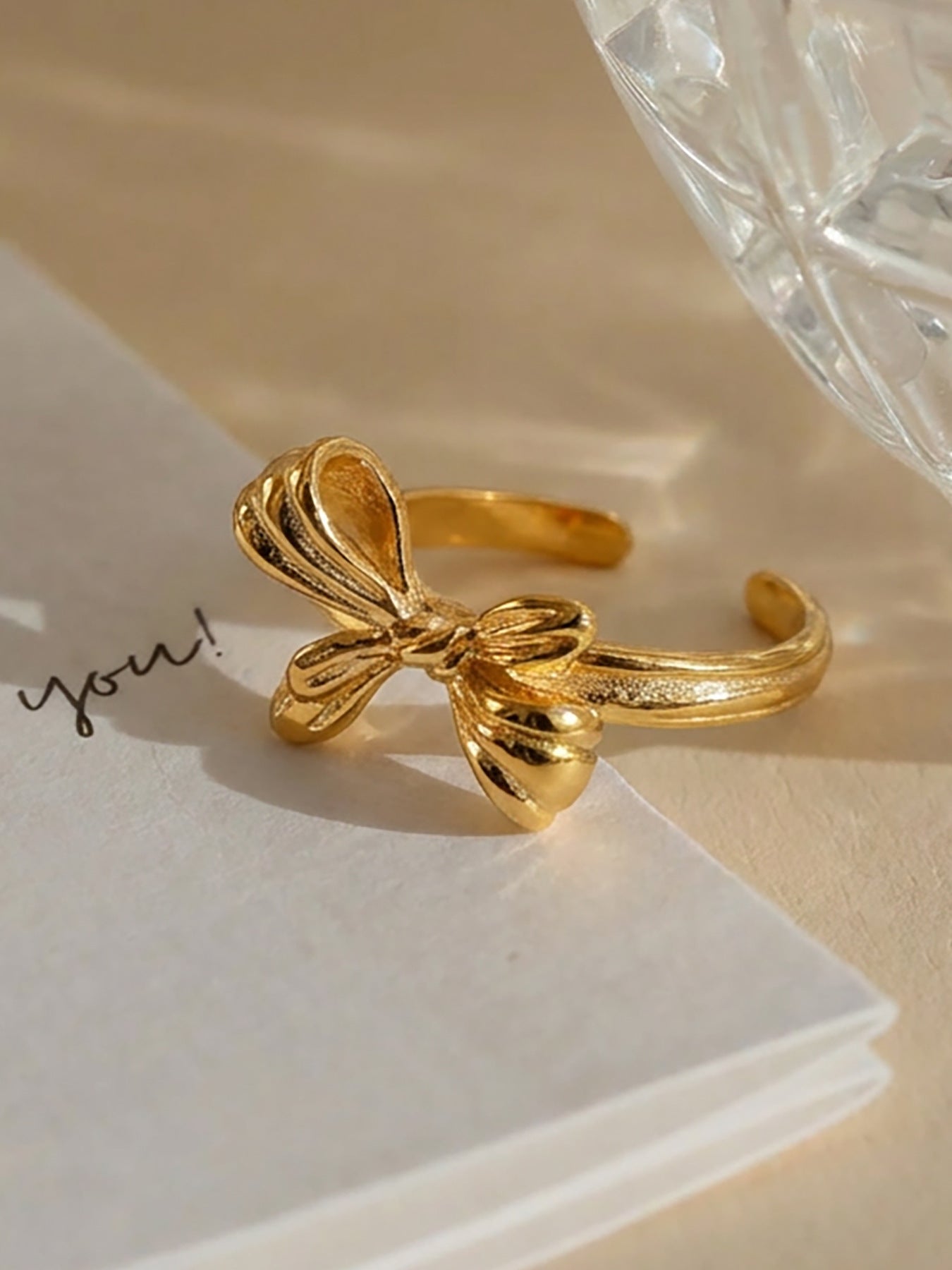 Vintage Bow Open Cuff Ring - Moonix