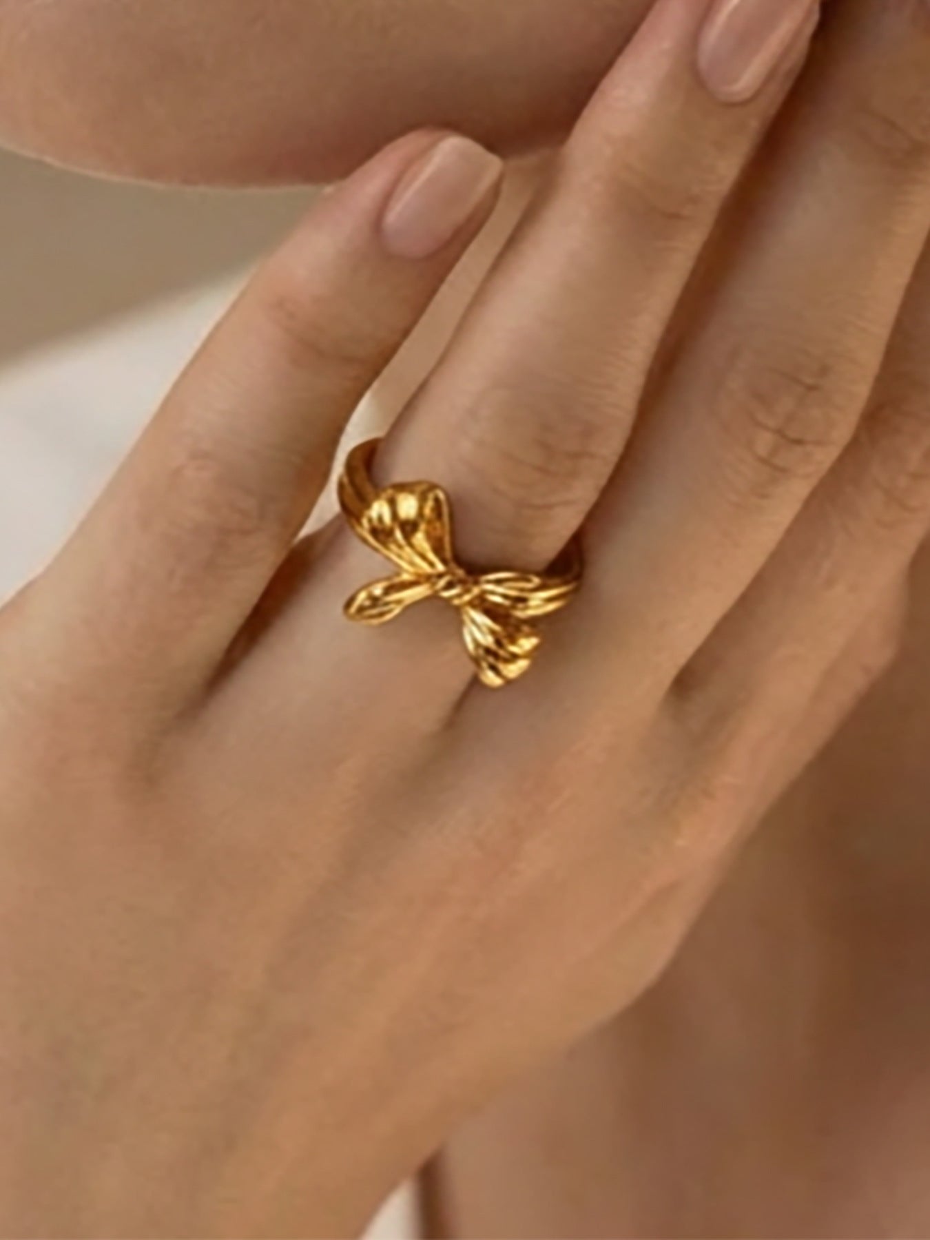 Vintage Bow Open Cuff Ring - Moonix