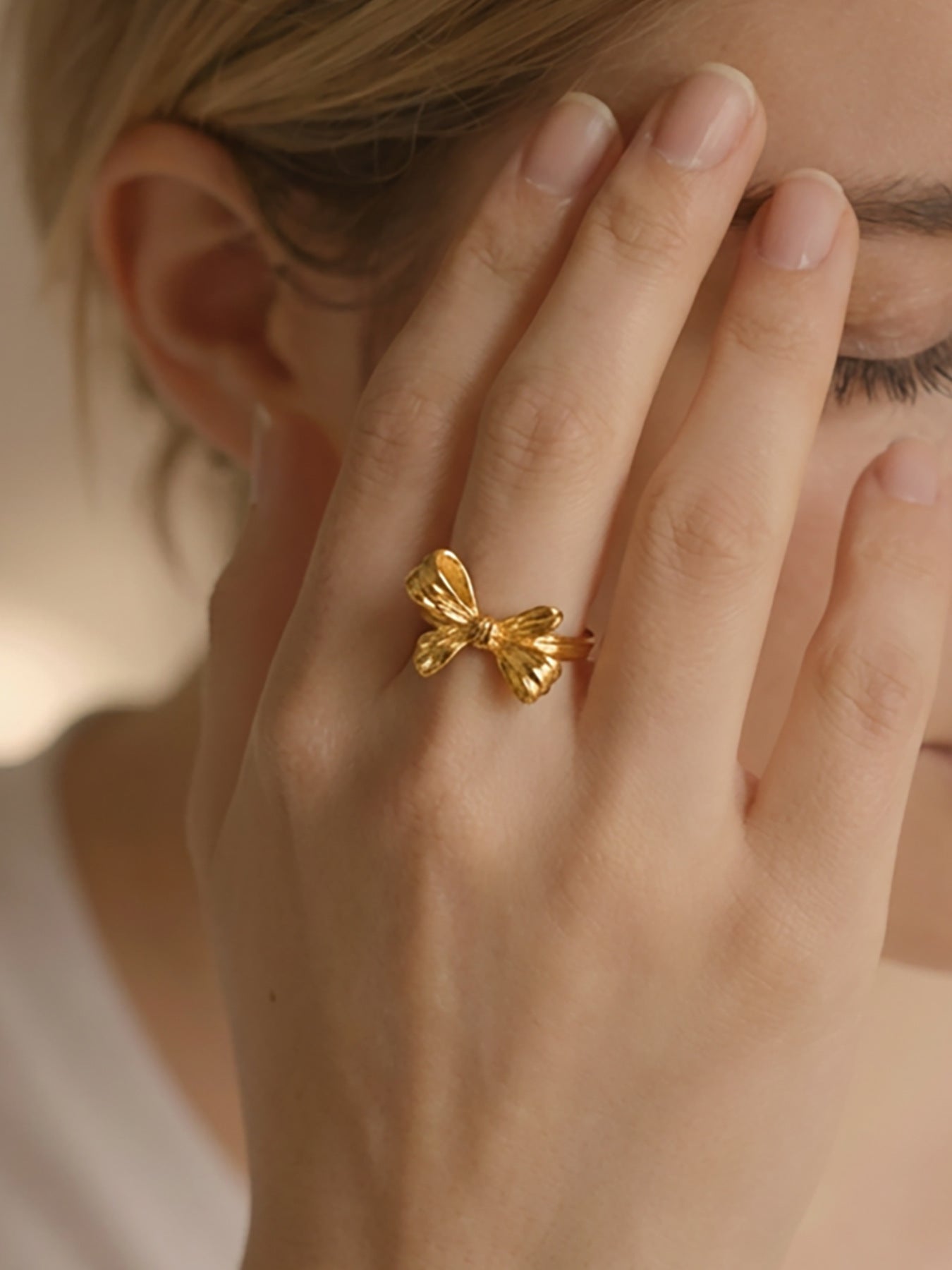 Vintage Bow Open Cuff Ring - Moonix