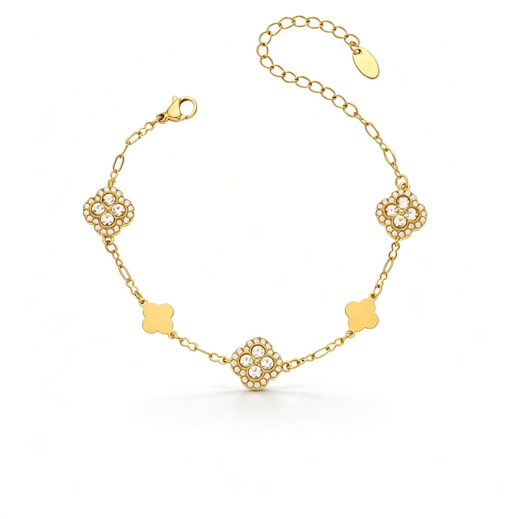 Vintage Pave Clover Bracelet - Moonix