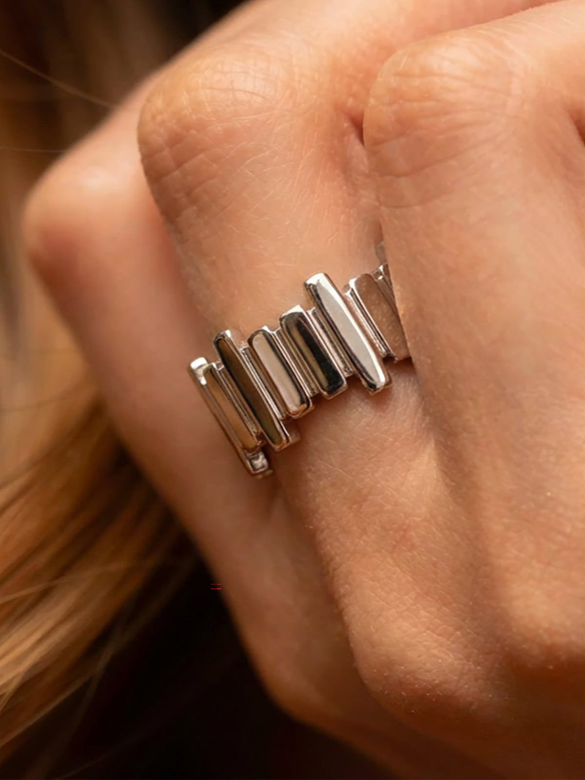 Watch Link Open Cuff Ring - Moonix