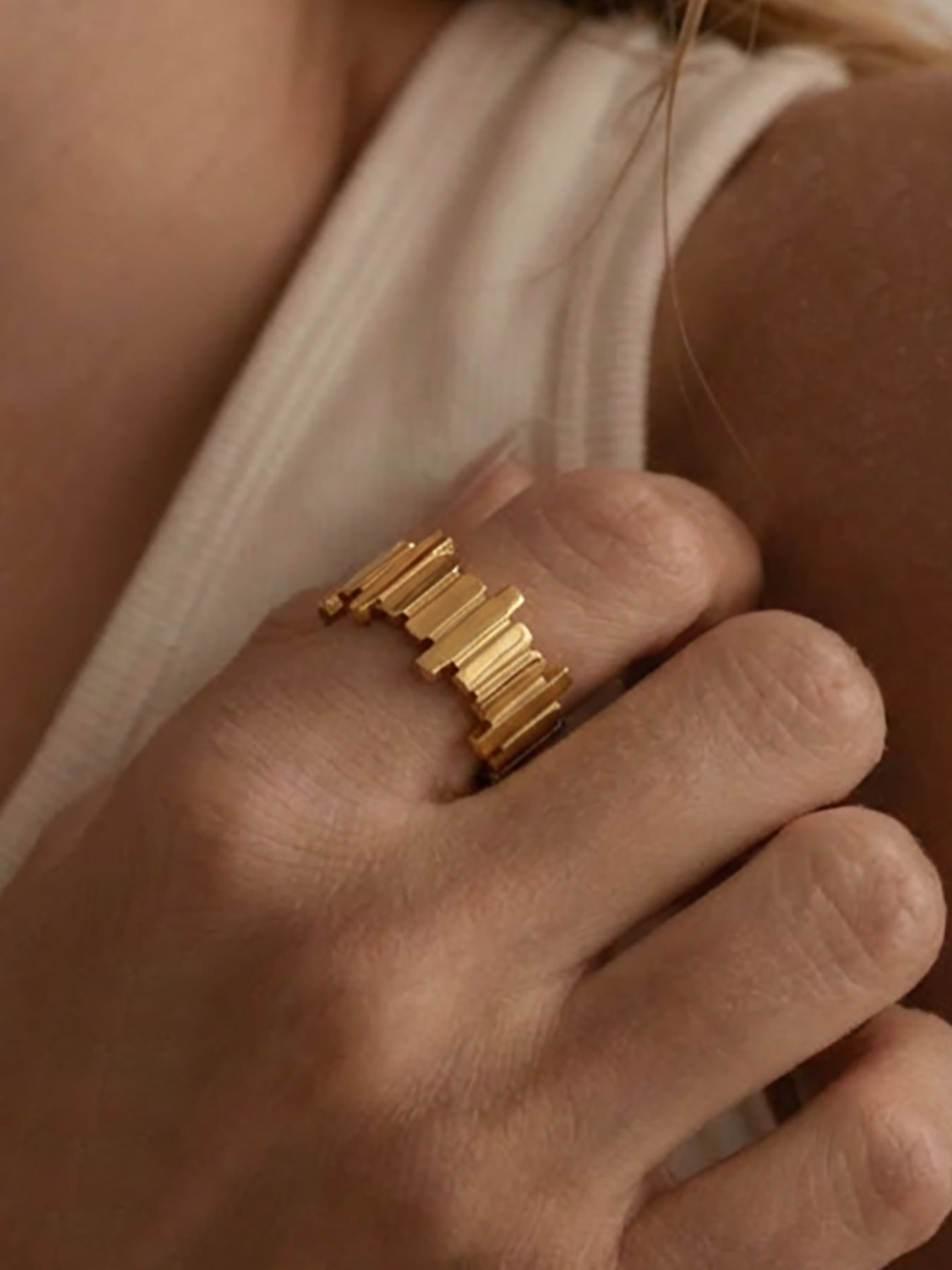 Watch Link Open Cuff Ring - Moonix