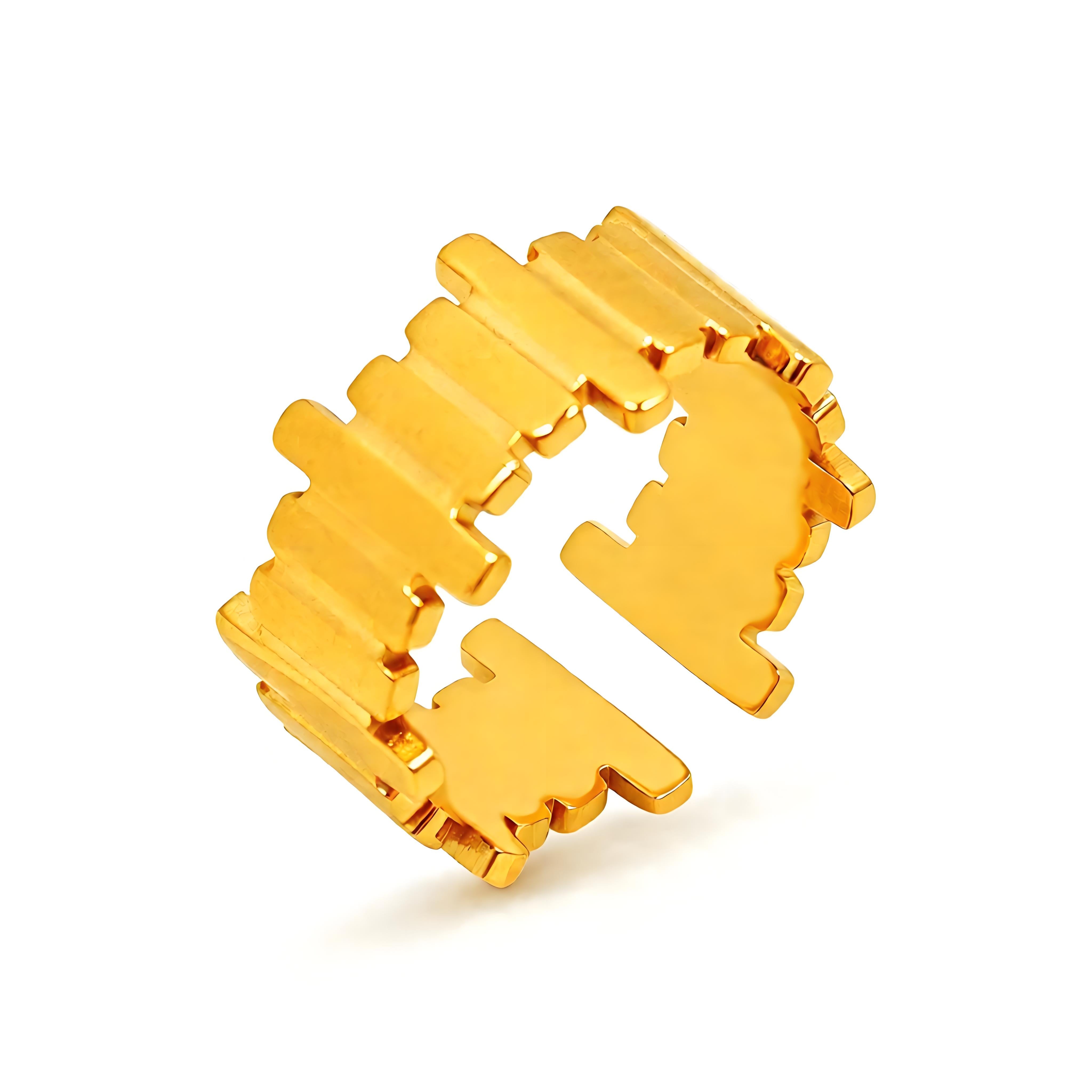 Watch Link Open Cuff Ring - Moonix