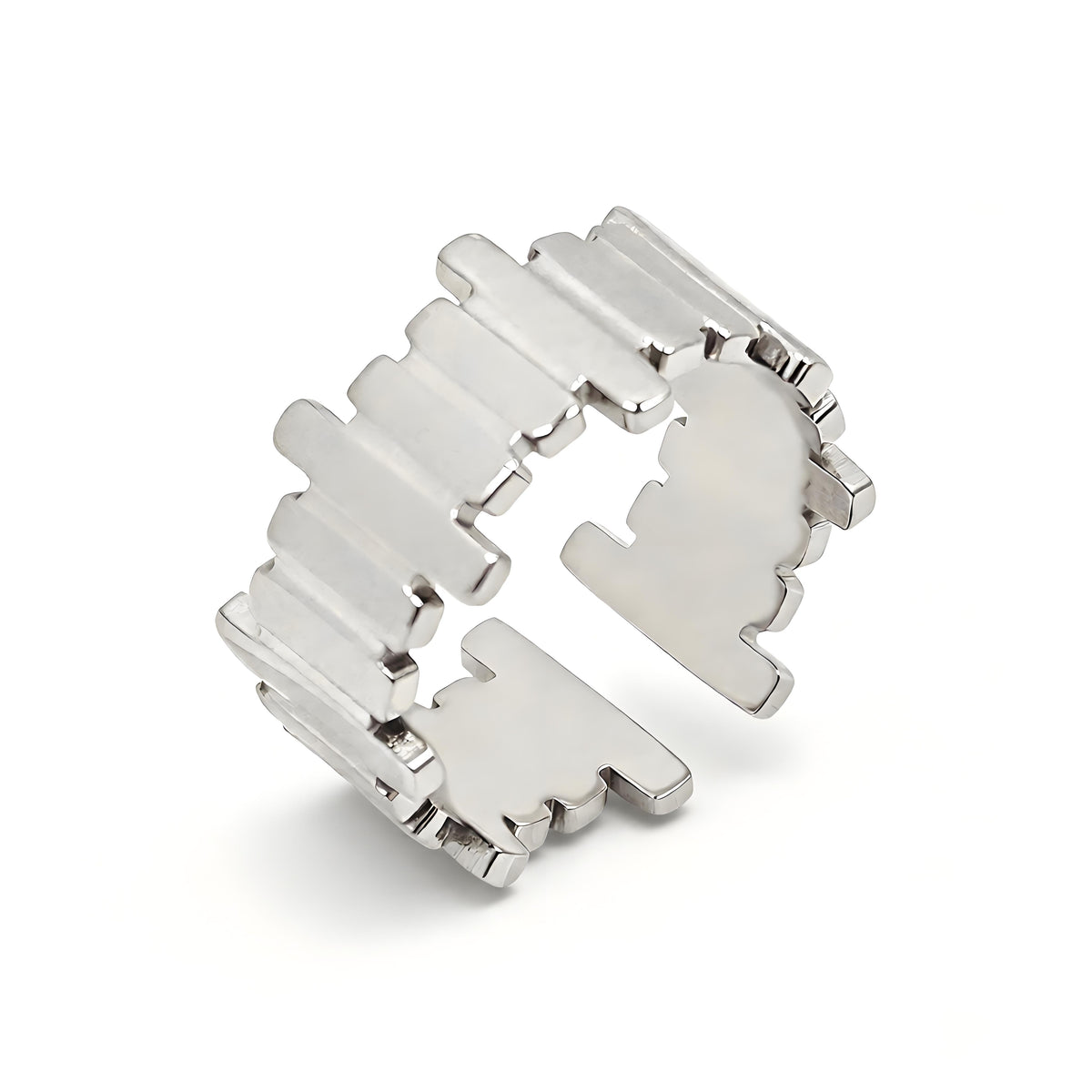 Watch Link Open Cuff Ring - Moonix