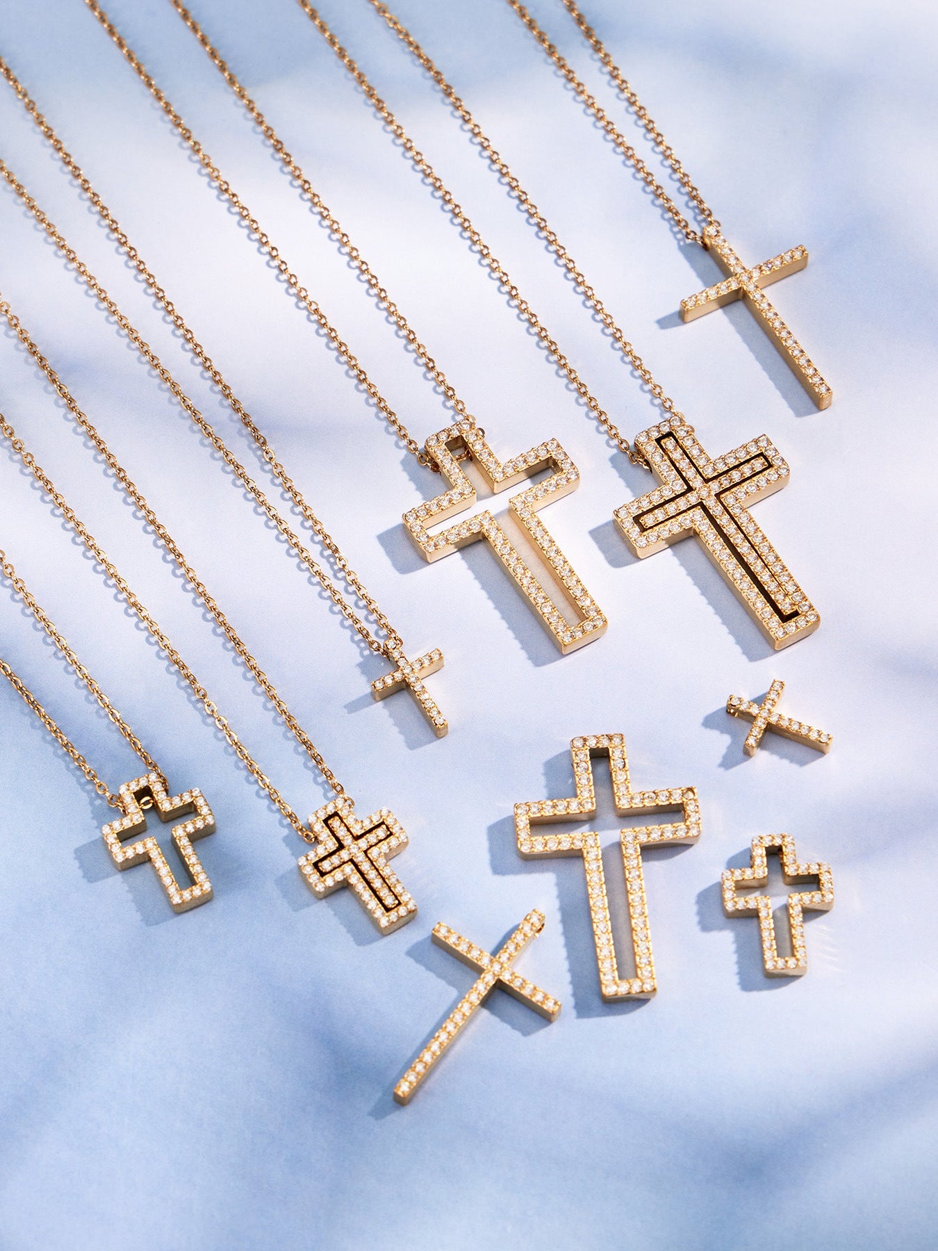 Y-Layer Tiny Cross Bead Lariat Necklace - Moonix